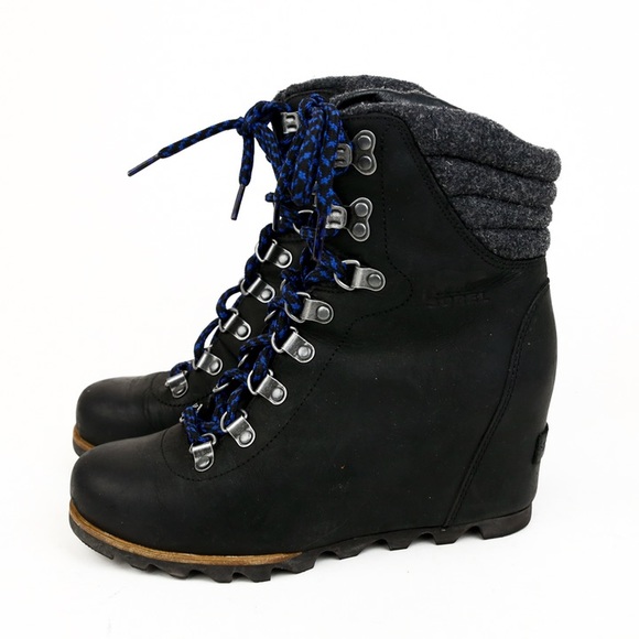 Sorel Shoes - SOREL BLACK WEATHERPROOF WEDGE ANKLE BOOTS sz 7.5